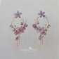 Statement lilac floral hoop earrings - custom colors to order