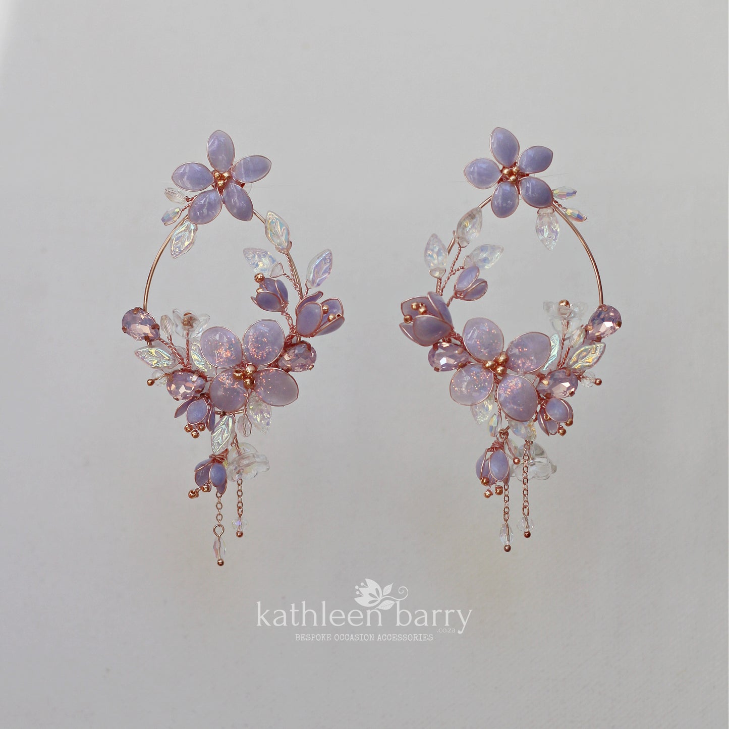 Statement lilac floral hoop earrings - custom colors to order