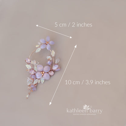 Statement lilac floral hoop earrings - custom colors to order