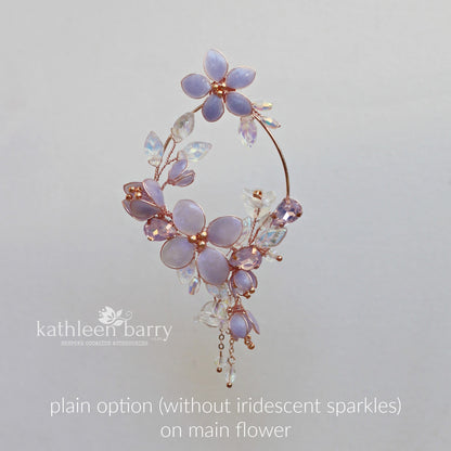Statement lilac floral hoop earrings - custom colors to order
