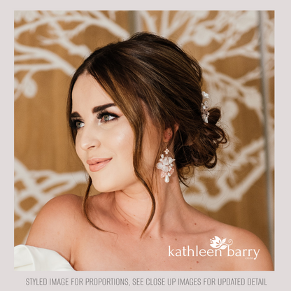 Phyllis floral hoop earrings - Available in gold, silver & rose gold - pearl color options