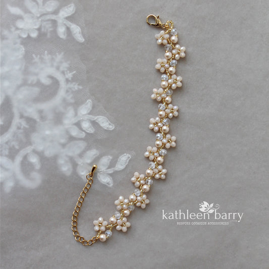 Catherina floral bracelet - dainty beadwork in assorted colors available - Gold, silver & rose gold options