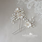 Cecile floral hair pins sold as a pair or individually, rhinestone crystal & pearl  - Color options to order