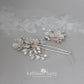 Cecile floral hair pins sold as a pair or individually, rhinestone crystal & pearl  - Ass Color options to order
