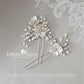 Cecile floral hair pins sold as a pair or individually, rhinestone crystal & pearl  - Ass Color options to order