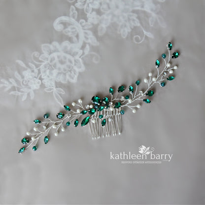 Chante hair vine comb - Rhinestone and pearl  - Color options available