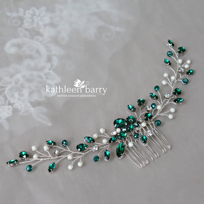 Chante hair vine comb - Rhinestone and pearl  - Color options available