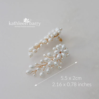 Cherize pearl stud cascade chandelier wedding earrings - silver gold or rose gold options