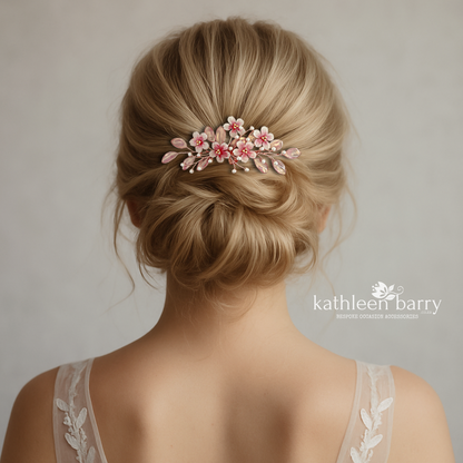 Sakura Cherry Blossom Hair Comb - Gold, silver or rose-gold colors to order wedding hair accessories