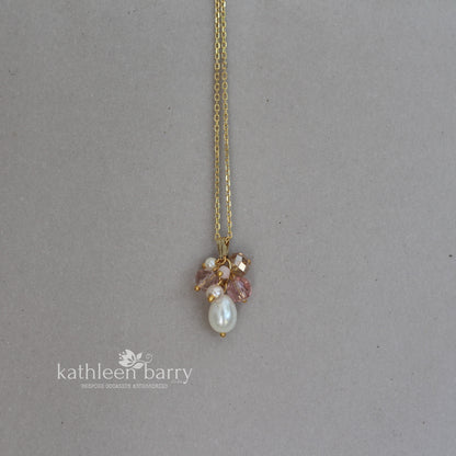 Gina pearl cluster pendent necklace available in Silver, gold or rose gold finish - Assorted custom colors to order