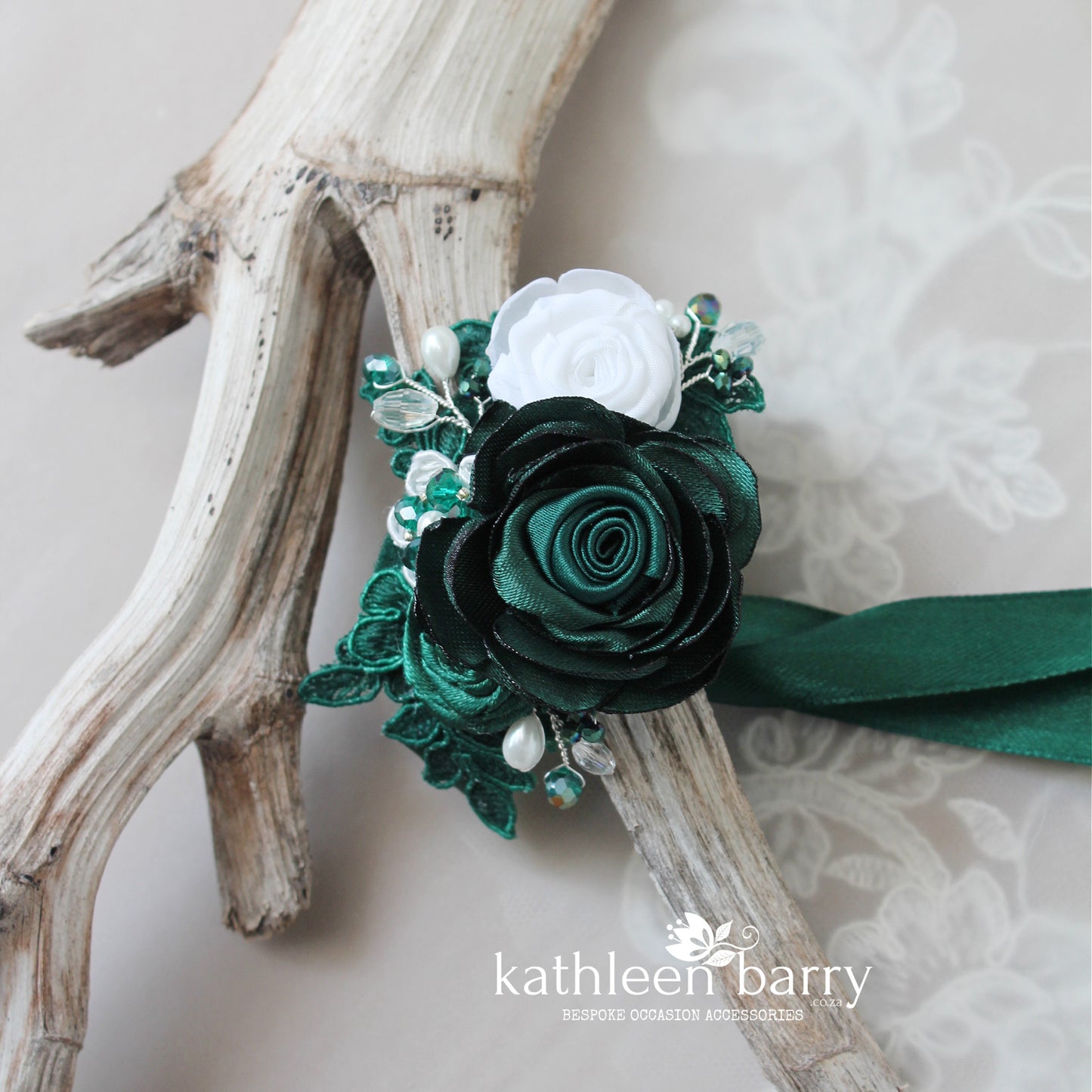 Claydon Everlasting Lace wrist corsage - Custom colors to order