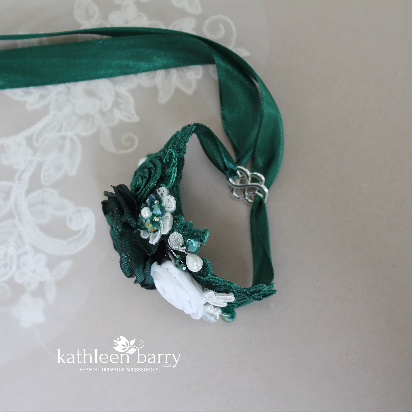Claydon Everlasting Lace wrist corsage - Custom colors to order