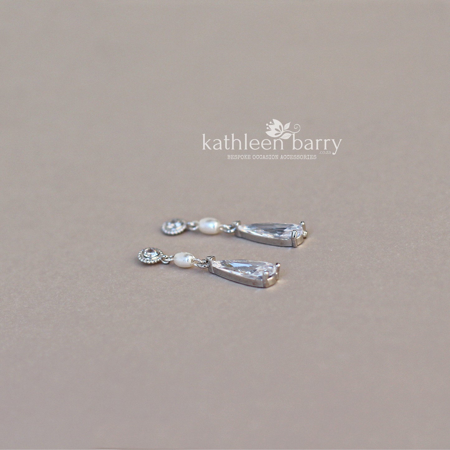 Dainty Art Deco inspired Pearl and Cubic Zirconia Drop Earrings – Silver Finish