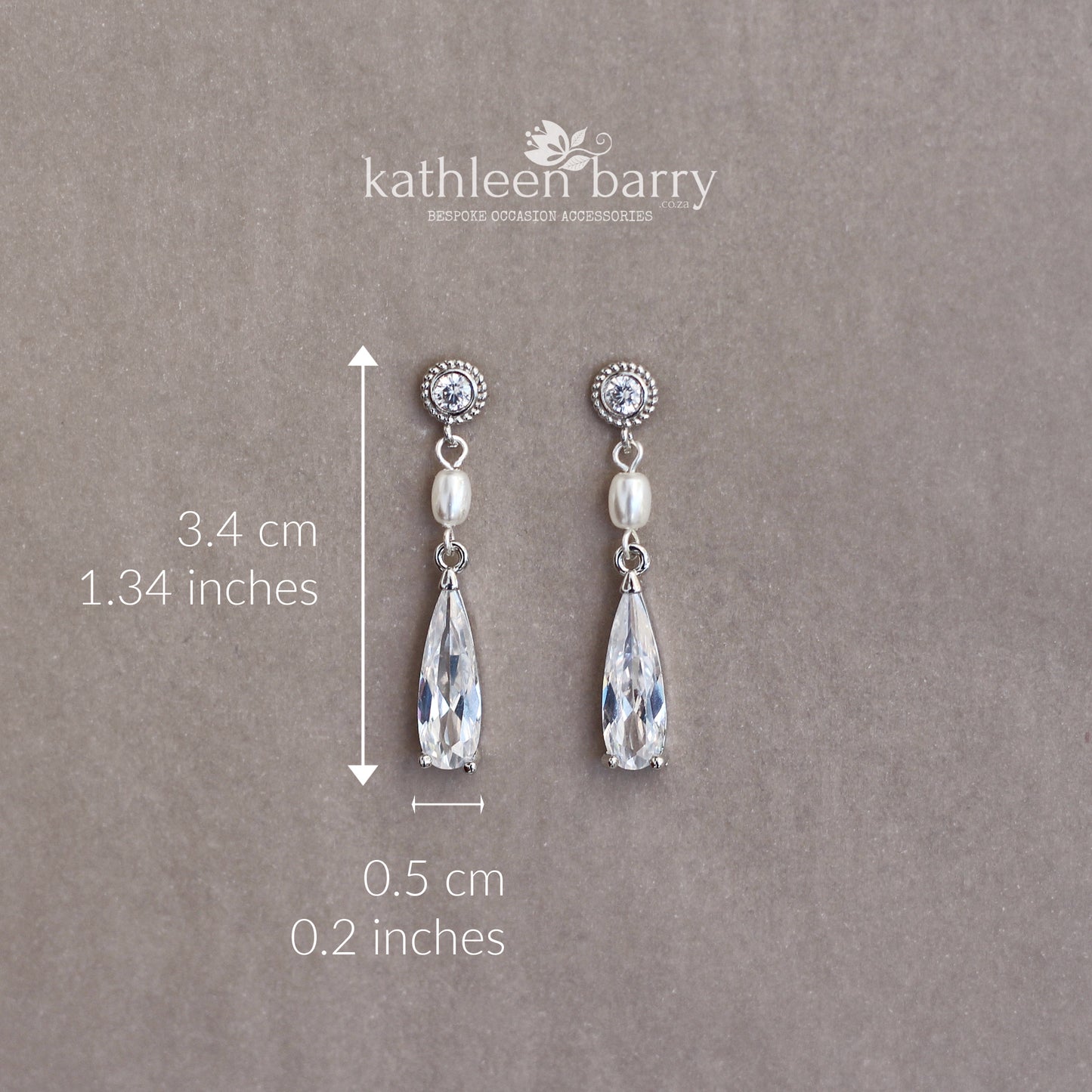 Dainty Art Deco inspired Pearl and Cubic Zirconia Drop Earrings – Silver Finish