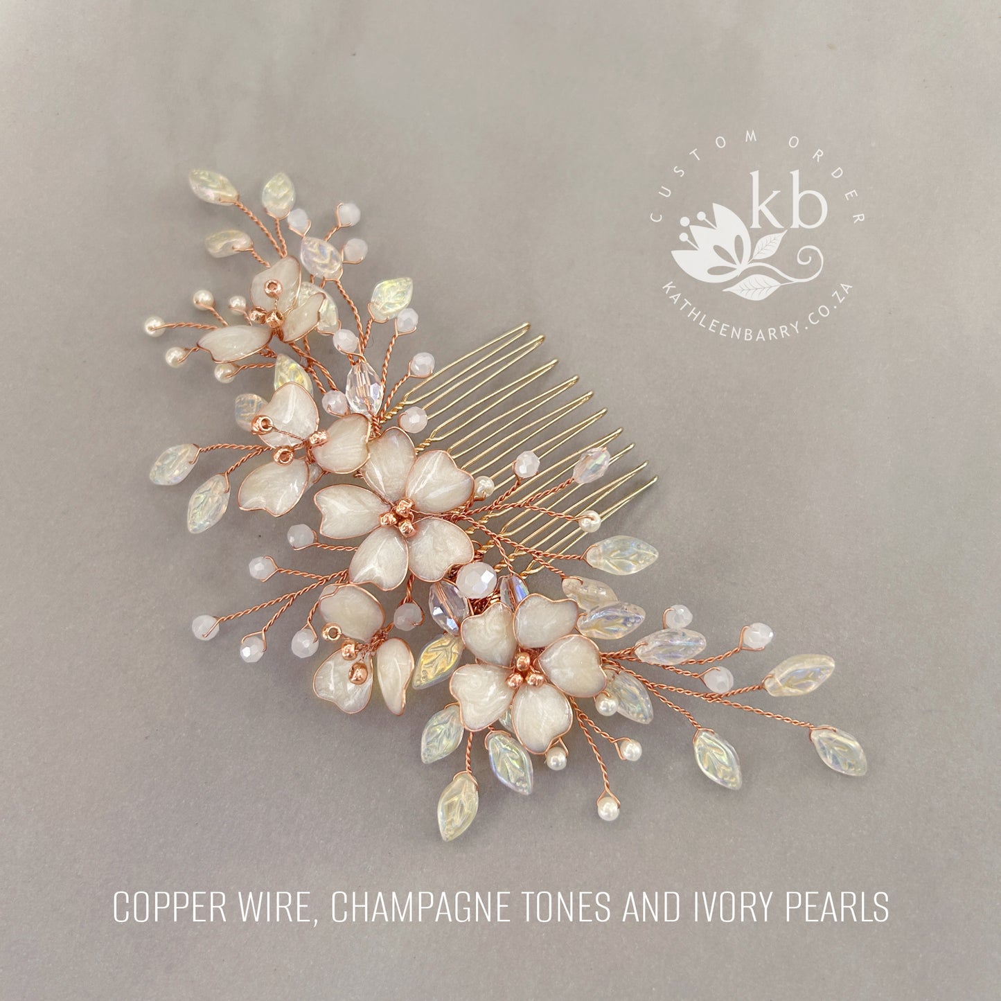 Danielle - Statement floral and pearl hairpiece -  color options available