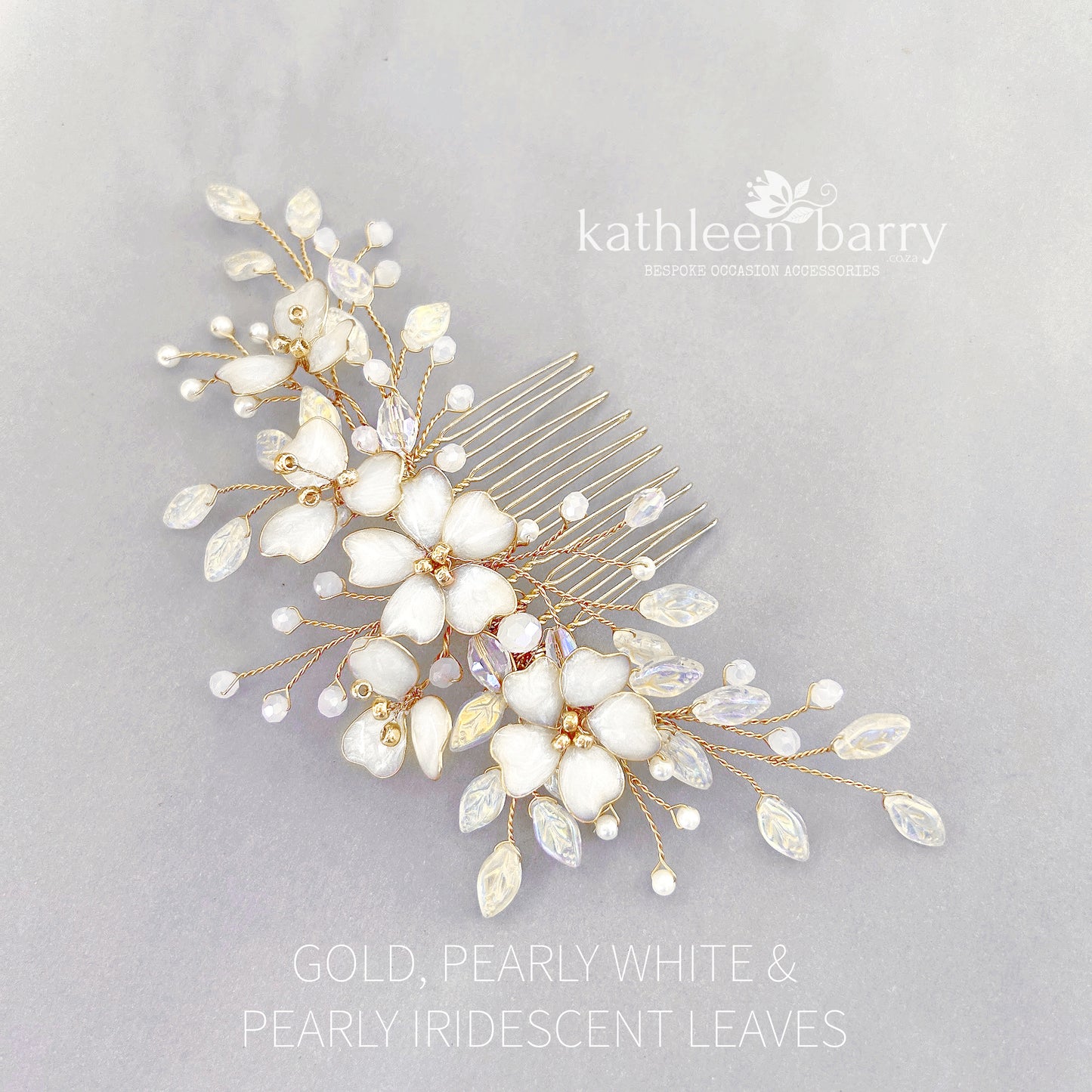Danielle Statement floral and pearl hairpiece -  custom color options available