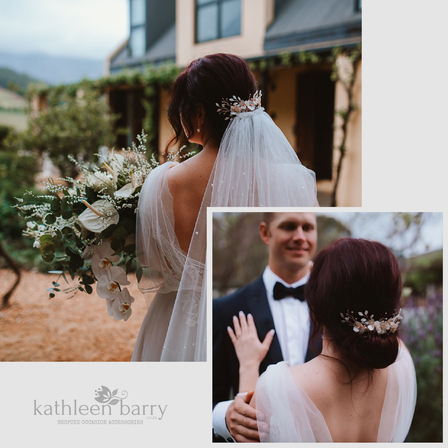 Danielle Statement floral and pearl hairpiece -  custom color options available