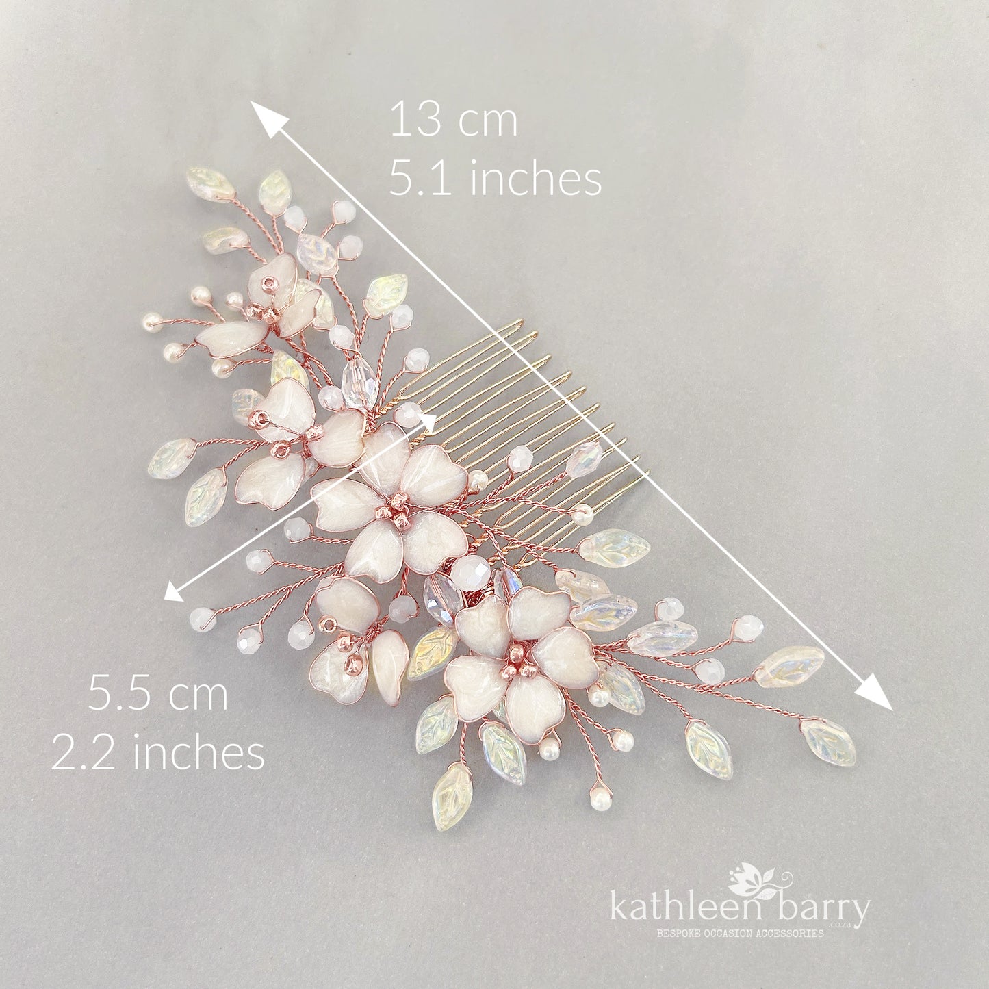 Danielle Statement floral and pearl hairpiece -  custom color options available