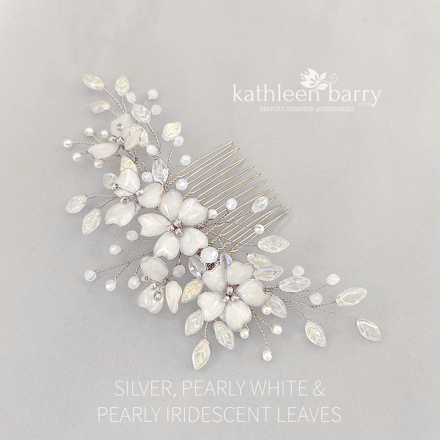 Danielle Statement floral and pearl hairpiece -  custom color options available