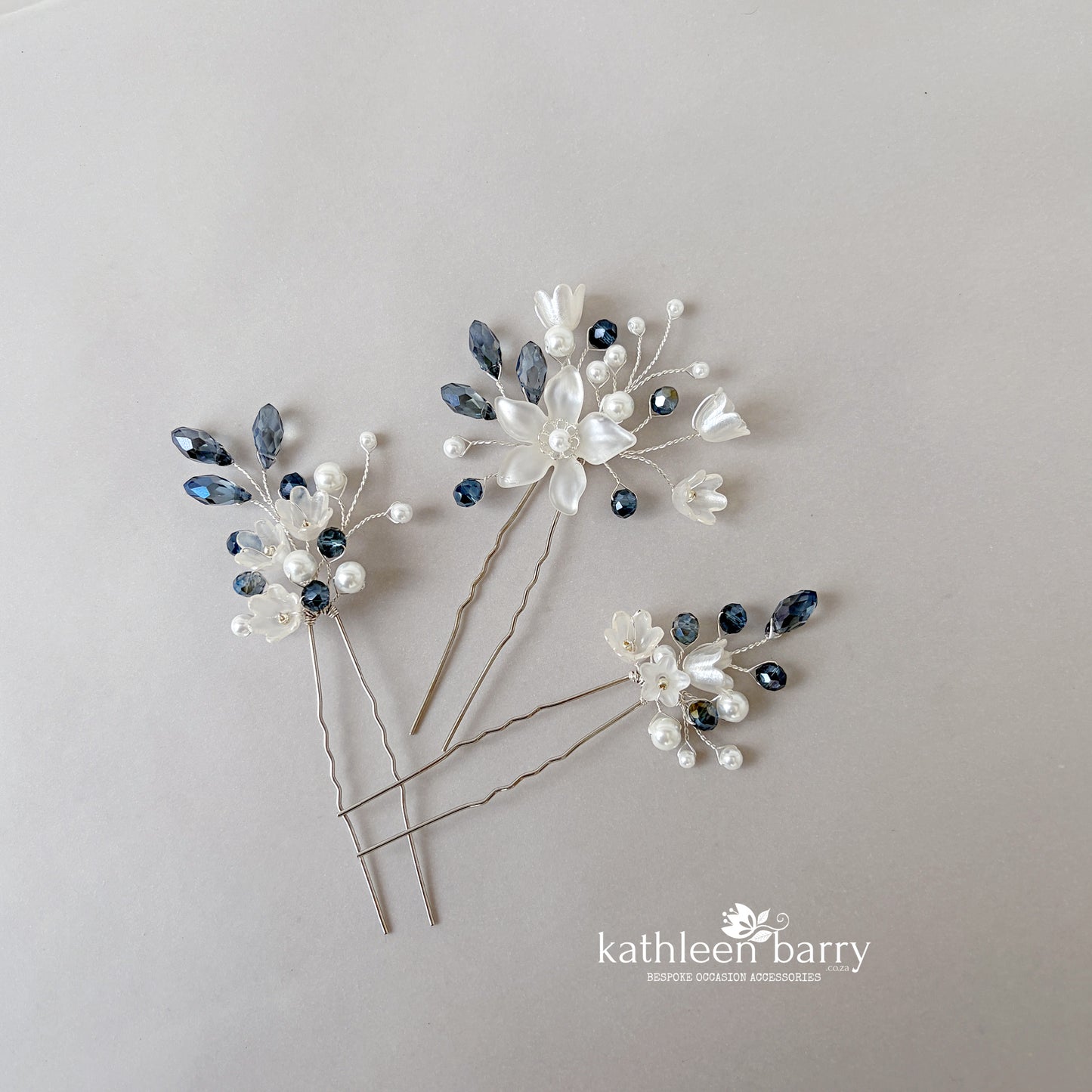 Something Blue Bridal Hair Pins, Navy Pearl Wedding Hair Accessories