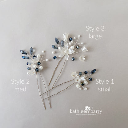 Something Blue Bridal Hair Pins, Navy Pearl Wedding Hair Accessories