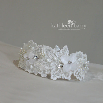 Diana Bridal lace headpiece - head band  - wedding headband bandeau