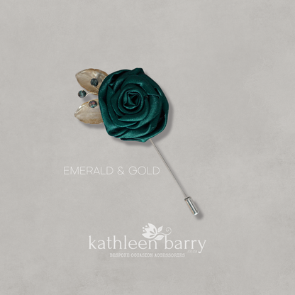 Handmade Fabric Rose Boutonnière – Custom Color Lapel Pin - Quick to despatch