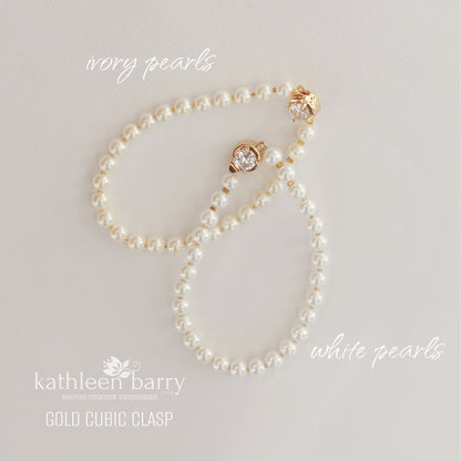 Eva Pearl Bracelet - pearl color options Available - Silver * or gold