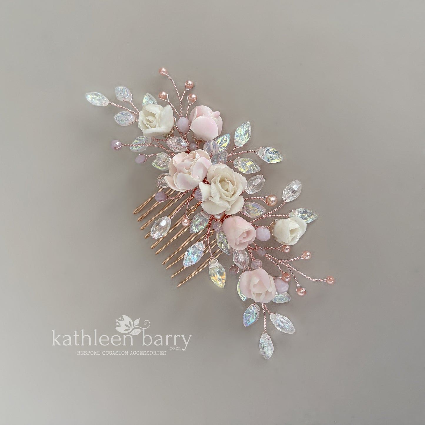Gardenia statement floral and pearl hair comb -  Custom color options available