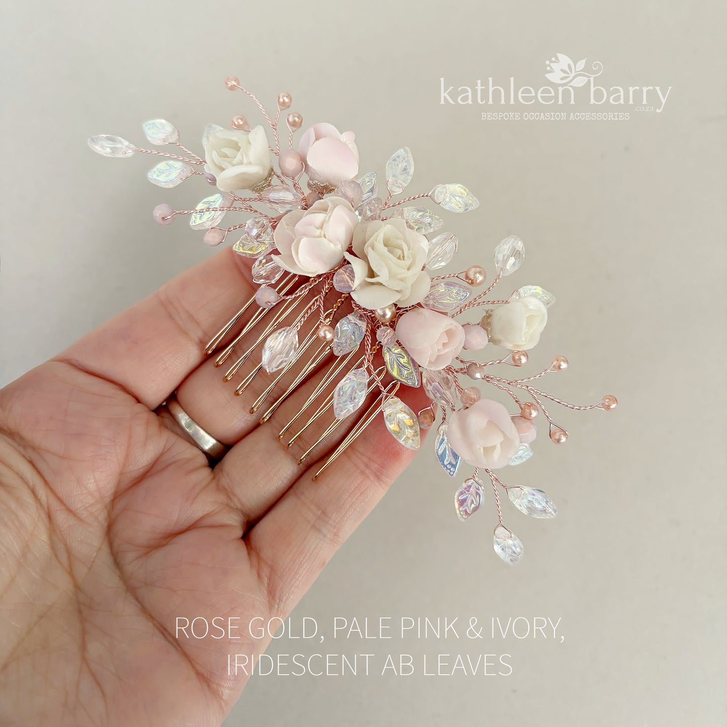 Gardenia statement floral and pearl hair comb -  Custom color options available