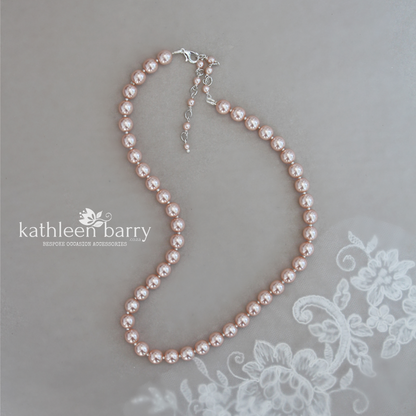 Gayaat Simple pearl necklace - 8mm Czech glass pearls available in 3 pearl color options with extension chain