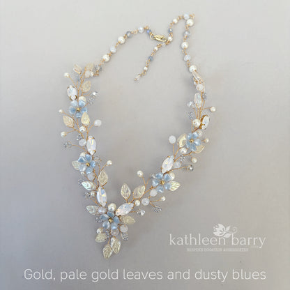 Gisela statement floral wedding necklace - custom colors to order
