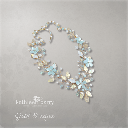 Gisela statement floral wedding necklace - custom colors to order