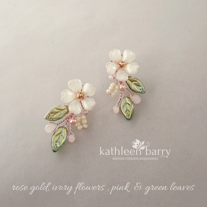 Gisela dainty floral stud earrings - custom colors to order