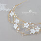Delicate Tiara style wedding crown flowers transparent leaves and pearls  - Custom colors available - STYLE Lisinka