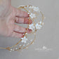Delicate Tiara style wedding crown flowers transparent leaves and pearls  - Custom colors available - STYLE Lisinka