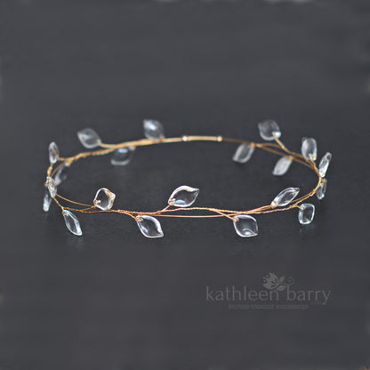 Greek Orthodox Stefana wedding circlet crown set - leaves (set of two) Available in silver, gold or rose gold finish