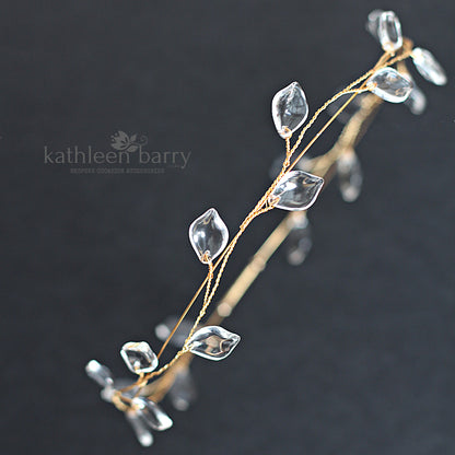 Greek Orthodox Stefana wedding circlet crown set - leaves (set of two) Available in silver, gold or rose gold finish