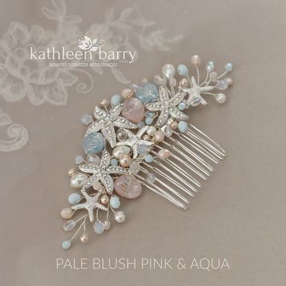 Starfish and shell wedding hair comb - Two tone color - sea starfish beach bridal hair accessories - color options available STYLE: ingrid