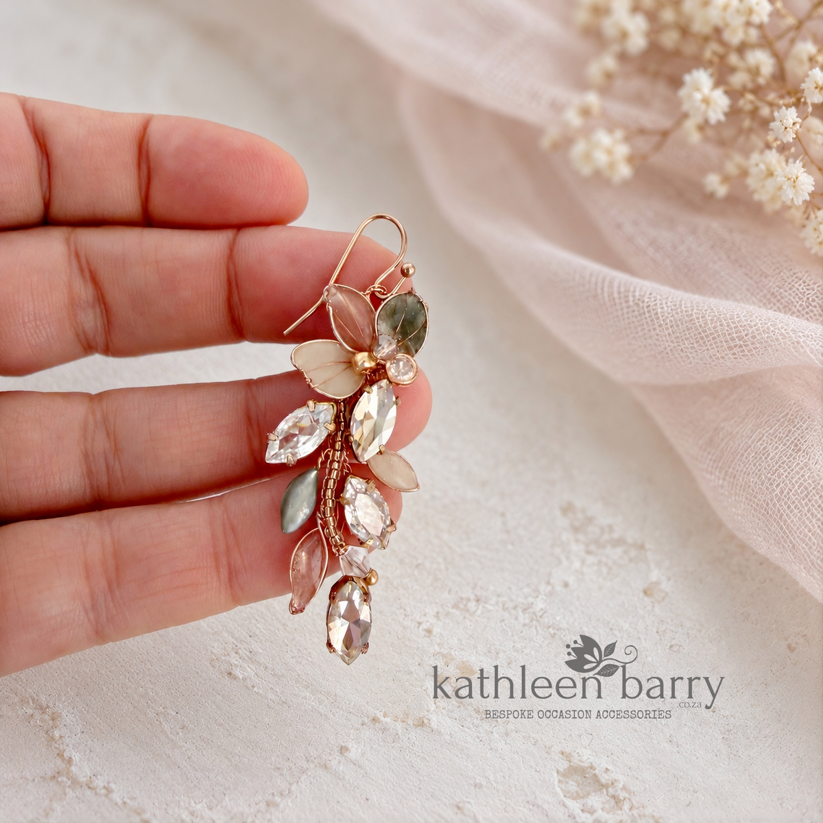 Janelle style 2 Floral Statement Earrings – Custom Color Formal Occasion Earrings