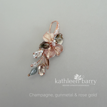 Janelle Floral Statement Earrings – Custom Color Formal Occasion Earrings