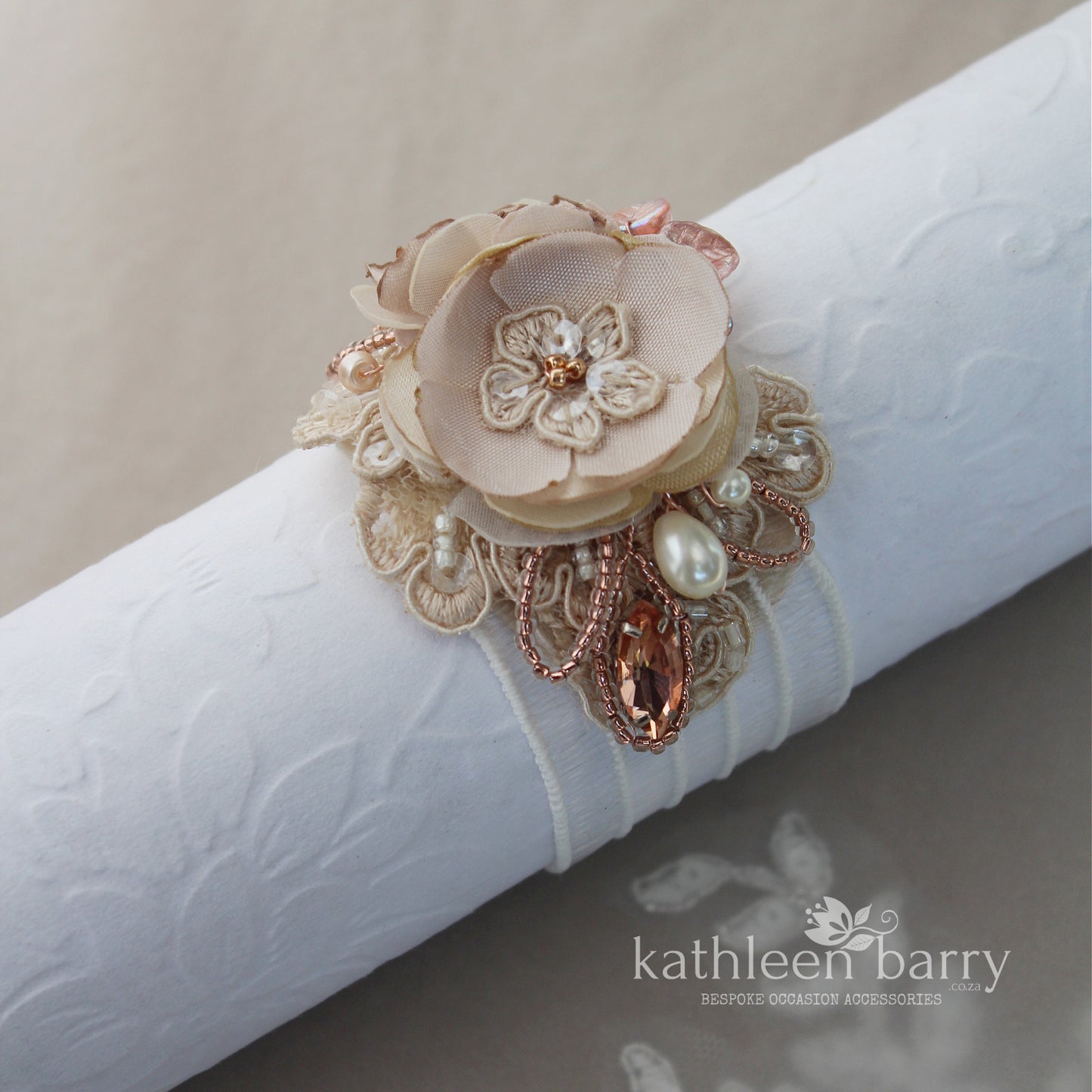 Jeanine wrist corsage cuff bracelet - Rose gold, gold or silver finish (colors on request)