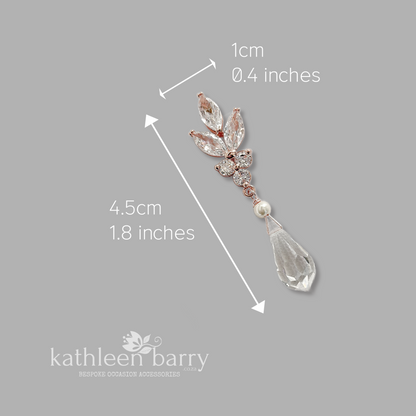 Jessica Rose Gold Crystal Drop Earrings Marquise cut cubic zirconia