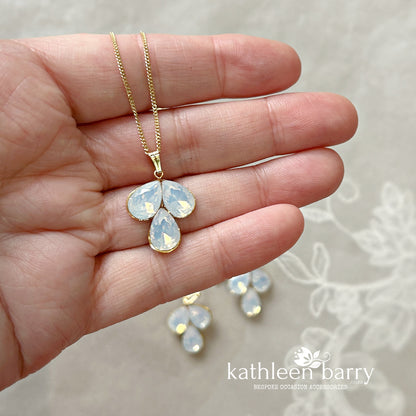 Jessica Rhinestone Earrings and necklace set (or individually) - gold or silver - assorted Rhinestone colors available