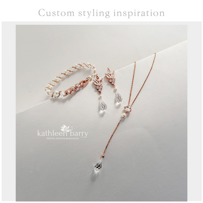Jessica Rose Gold Crystal Drop Earrings Marquise cut cubic zirconia