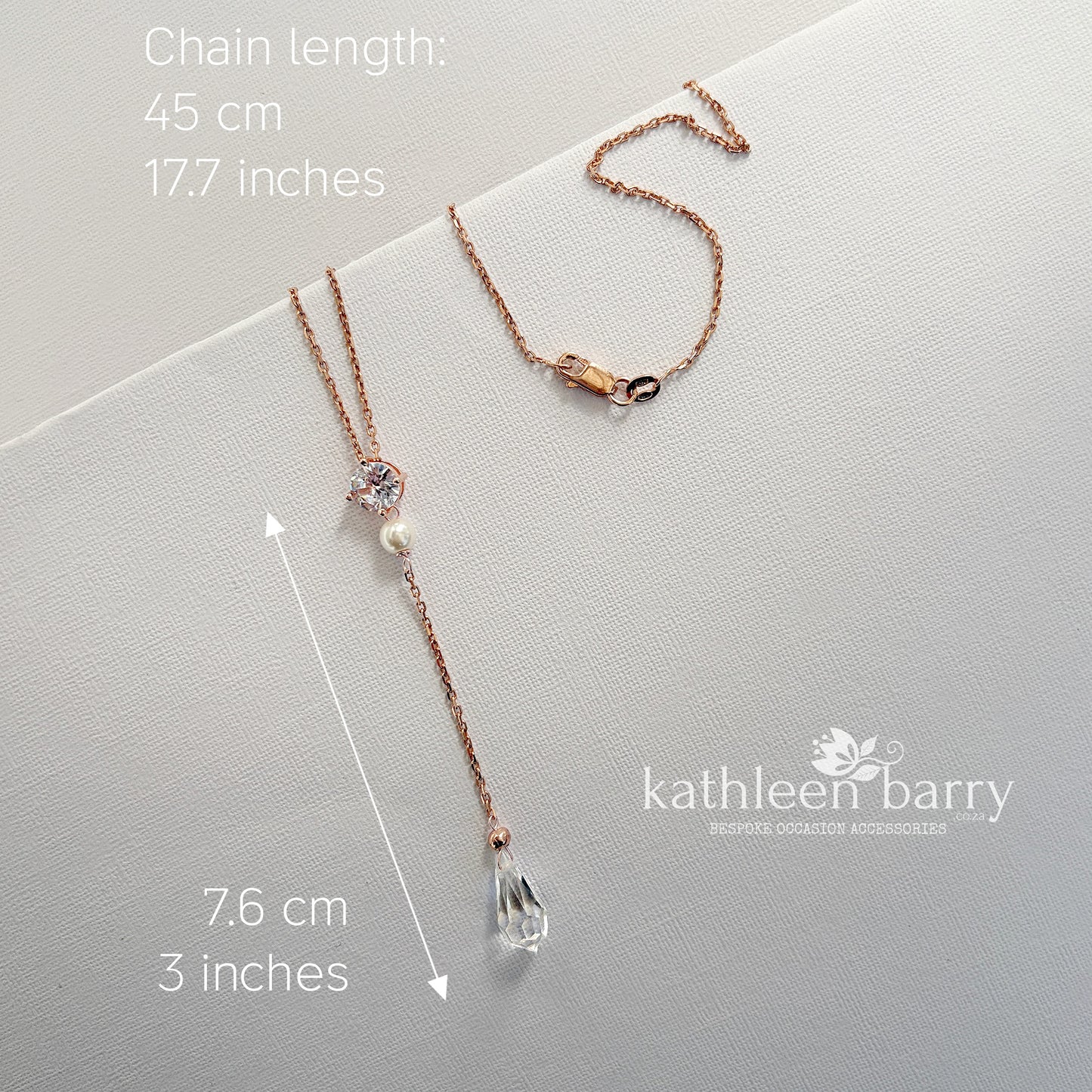 Rose gold or silver Dainty CZ Y Necklace, Bridal Drop Necklace, Pearl Wedding neck chain