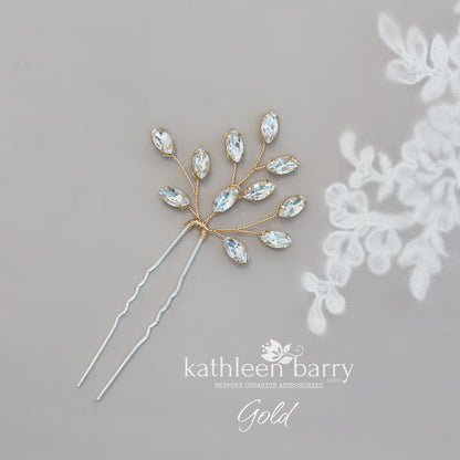 Crystal rhinestone wedding hair pin - Rose gold, gold or silver - Clear or assorted colors STYLE Julia