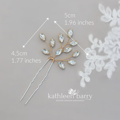 Crystal rhinestone wedding hair pin - Rose gold, gold or silver - Clear or assorted colors STYLE Julia