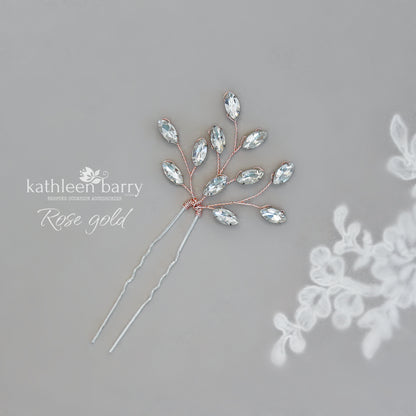 Crystal rhinestone wedding hair pin - Rose gold, gold or silver - Clear or assorted colors STYLE Julia