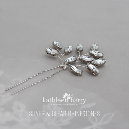 Crystal rhinestone wedding hair pin - Rose gold, gold or silver - Clear or assorted colors STYLE Julia